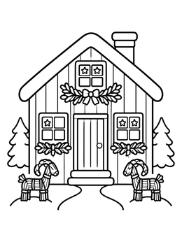 Free printable Cozy Swedish Winter Cottage coloring page