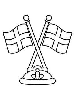 Free printable Crossed Swedish Flags On Stand coloring page