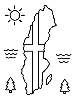 Free printable Sweden Map Flag Outline coloring page