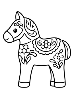 Free printable Traditional Swedish Dala Horse coloring page
