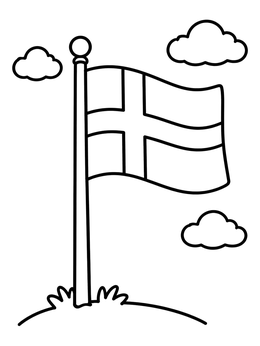 Free printable Swedish Flag On A Hill coloring page