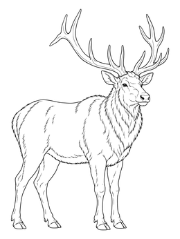 A detailed sweden coloring page showing a standing stag with large antlers.