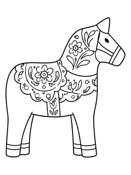 Free printable Traditional Swedish Dala Horse coloring page
