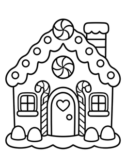 Free printable Sweet And Simple Gingerbread House coloring page