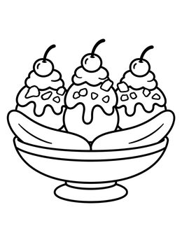 Free printable Sweet Banana Split Sundae coloring page