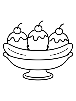 Free printable Sweet Banana Split Sundae coloring page