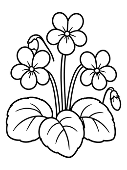 Free printable Sweet Blooming Violet Flowers coloring page