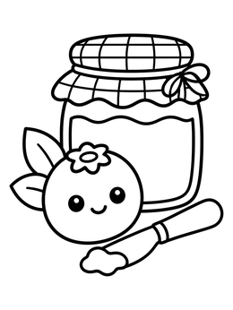 Free printable Sweet Blueberry Jam Jar And Knife coloring page