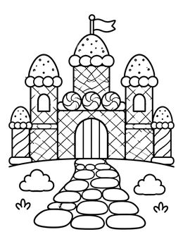 Free printable Sweet Candy Castle With Stone Path coloring page