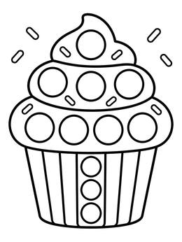 Free printable Sweet Cupcake Pop It Fidget coloring page