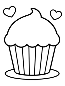 Free printable Sweet Cupcake With Floating Hearts coloring page