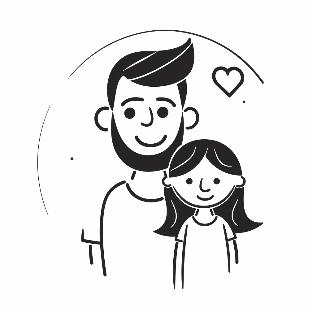 Sweet Dad And Daughter Picture - Coloring Page