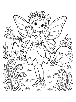 Free printable Sweet Flower Fairy In The Meadow coloring page