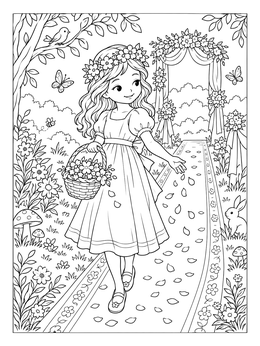 Free printable Sweet Flower Girl On Wedding Aisle coloring page
