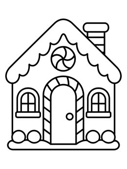 Free printable Sweet Gingerbread Candy Cottage coloring page