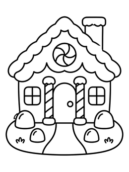 Free printable Sweet Gingerbread Christmas House coloring page