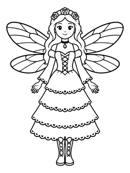 Free printable Sweet Gothic Fairy With Tiered Dress coloring page