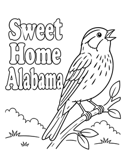 Free printable Sweet Home Alabama Yellowhammer Bird coloring page