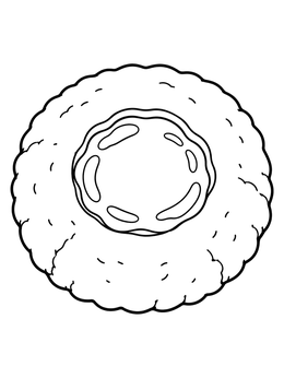 A sweet jam thumbprint cookie coloring page seen from directly above.