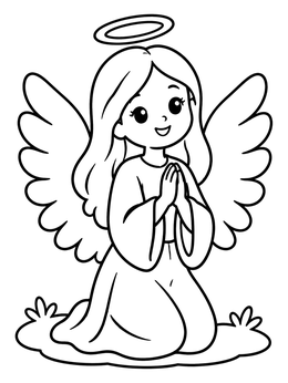 Free printable Sweet Kneeling Angel Praying coloring page
