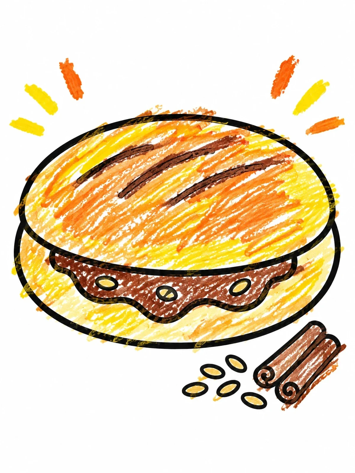 Colored example of the Sweet Korean Hotteok Pancake coloring page