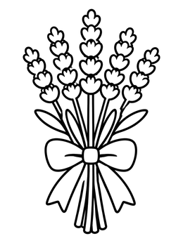 Free printable Sweet Lavender Bouquet With Ribbon coloring page