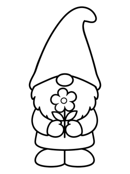 Free printable Sweet Little Gnome With Flower coloring page
