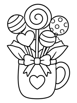 Free printable Sweet Lollipop Bouquet In A Mug coloring page