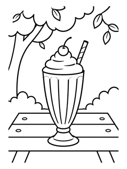 Free printable Sweet Milkshake On Picnic Table coloring page