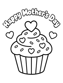Free printable Sweet Mother's Day Cupcake coloring page
