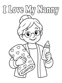 Free printable Sweet Nanny With Bottle And Blanket coloring page
