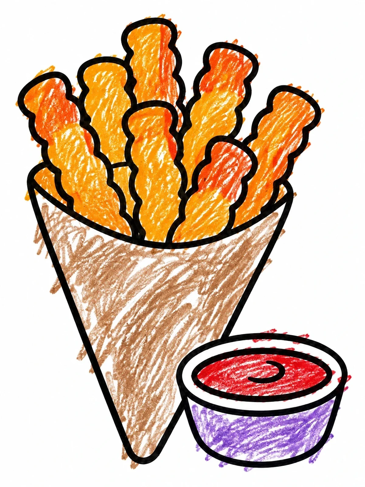 Colored example of the Sweet Potato Crinkle Fries In Cone coloring page