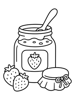 Free printable Sweet Strawberry Jam Mason Jar coloring page