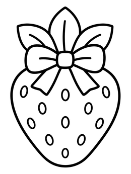 Free printable Sweet Strawberry With Ribbon Bow coloring page