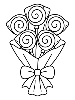 Free printable Sweet Swirl Lollipop Bouquet coloring page
