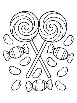 Free printable Sweet Swirl Lollipops And Candies coloring page