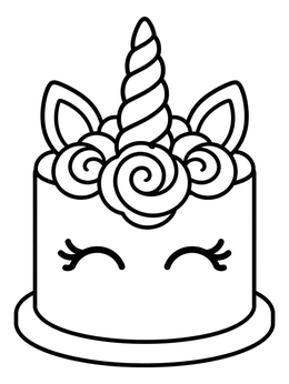 Free printable Sweet Unicorn Birthday Cake coloring page
