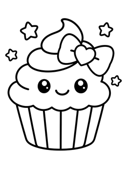 Free printable Sweet Valentine Cupcake With Bow coloring page