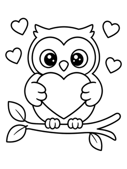 Free printable Sweet Valentine Owl With Heart coloring page
