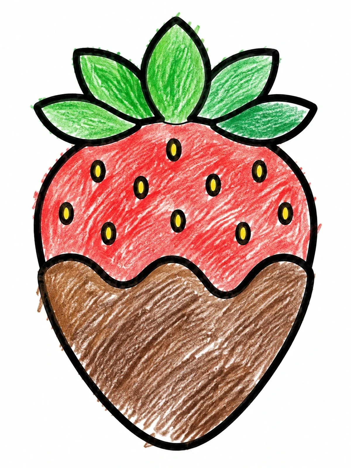 Colored example of the Chocolate Dipped Strawberry coloring page
