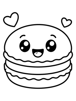 Free printable Cute Smiling French Macaron coloring page