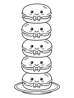 Free printable Stack Of Cute Smiling Macarons coloring page
