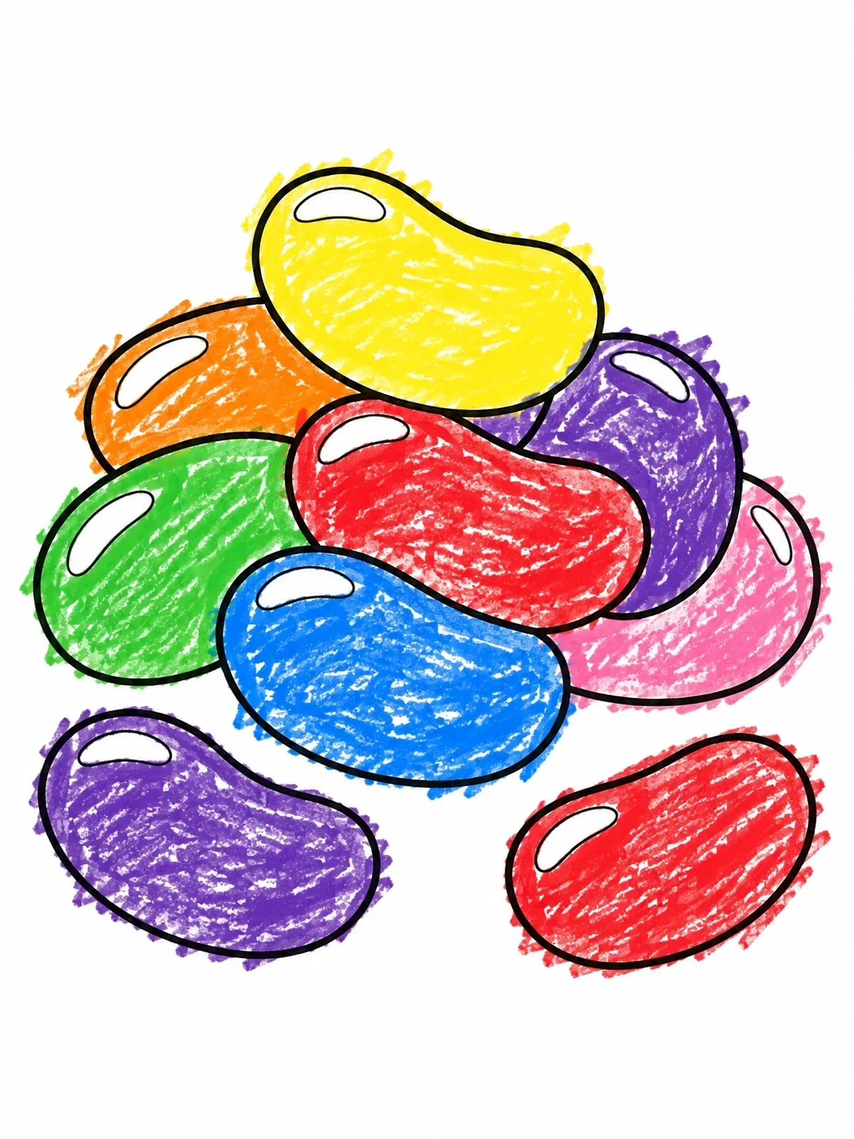 Colored example of the Sweet Jelly Beans Pile coloring page