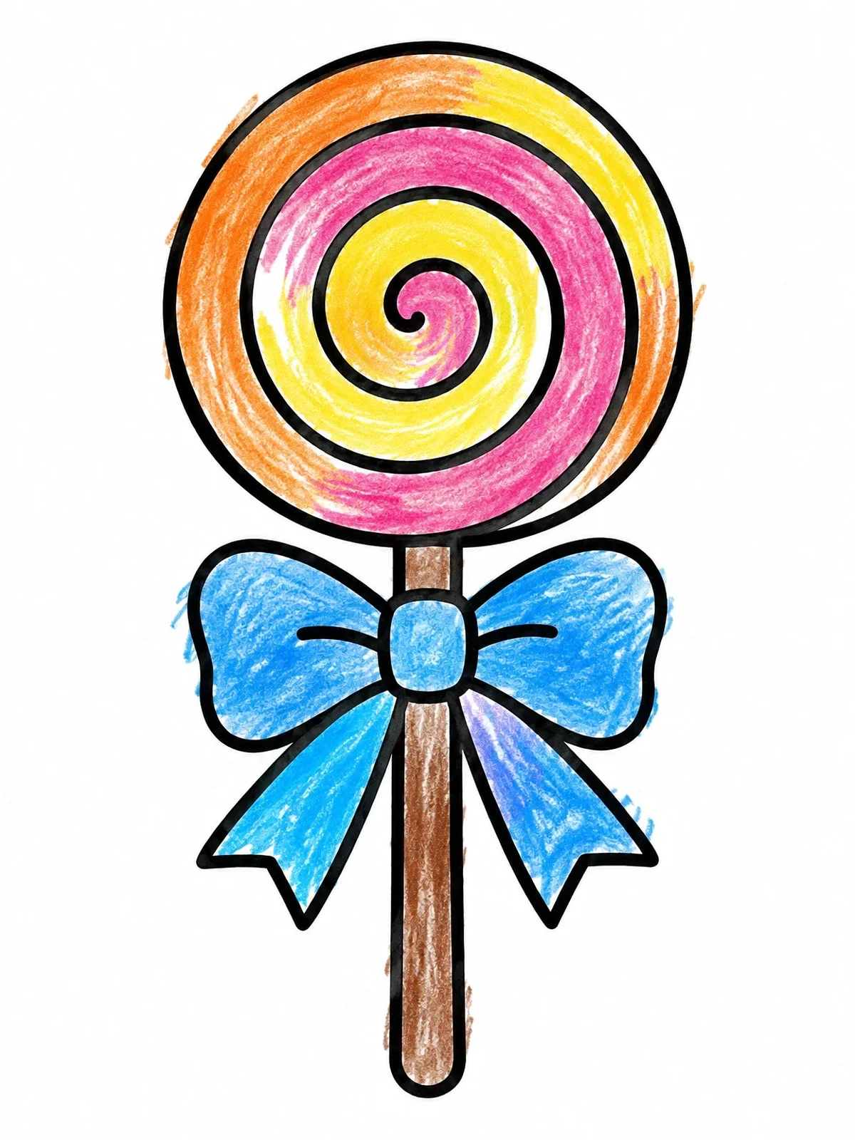 Colored example of the Sweet Swirl Lollipop With Ribbon Bow coloring page