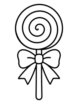 Free printable Sweet Swirl Lollipop With Ribbon Bow coloring page