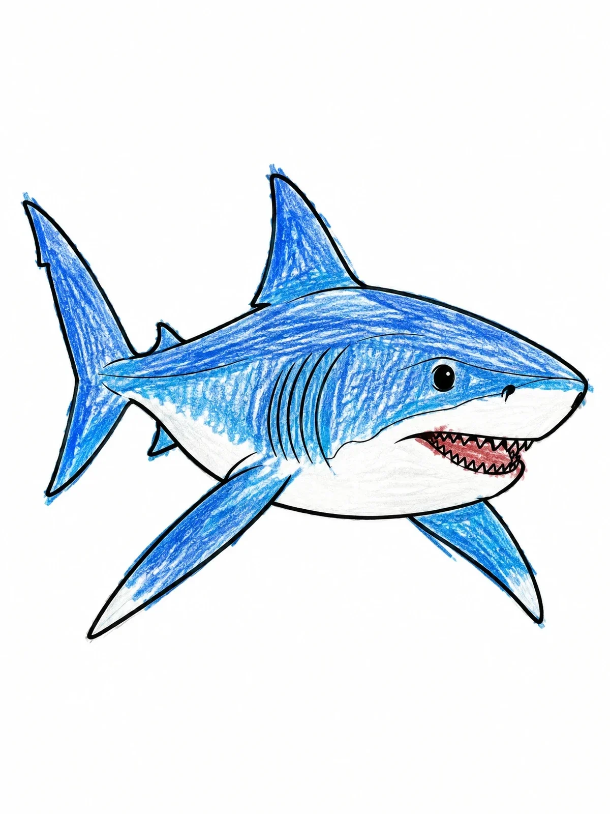 Colored example of the Swimming Mako Shark coloring page