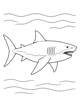 Free printable Swimming Megalodon Shark Profile coloring page