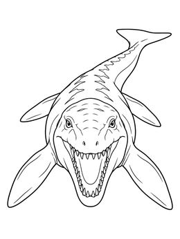 Free printable Swimming Mosasaurus Front View coloring page