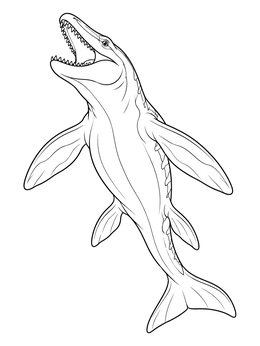 Free printable Swimming Mosasaurus With Open Jaws coloring page