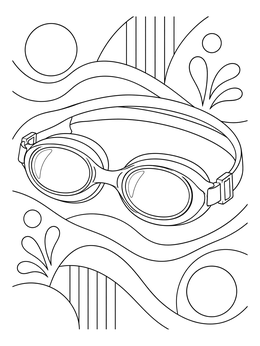 Free printable Swimming Goggles With Water Patterns coloring page